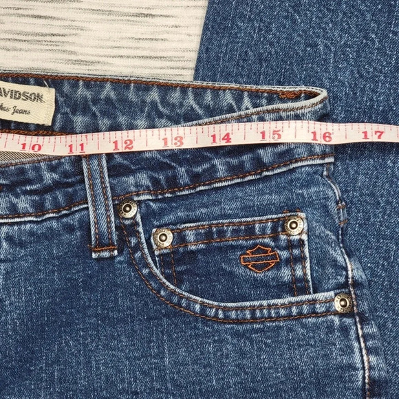HARLEY DAVIDSON Women's Highrise Medium Wash Bootcut Jeans Size 8 Long Blue - Picture 12 of 16